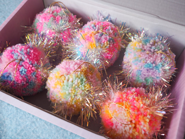 Pastel Tinsel Bauble Decorations