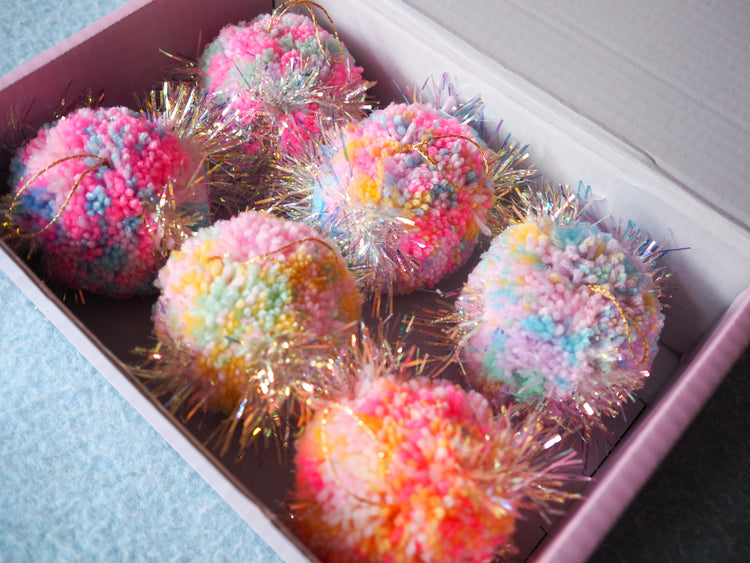 Pastel Tinsel Bauble Decorations