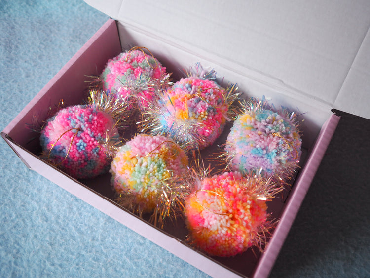 Pastel Tinsel Bauble Decorations