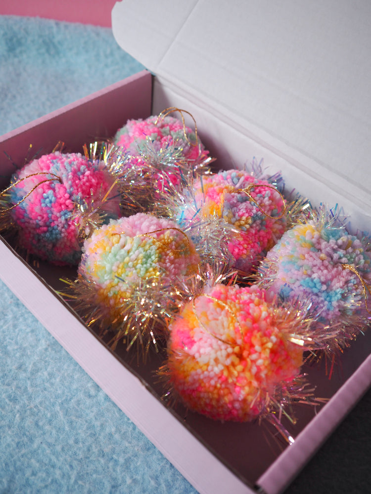 Pastel Tinsel Bauble Decorations