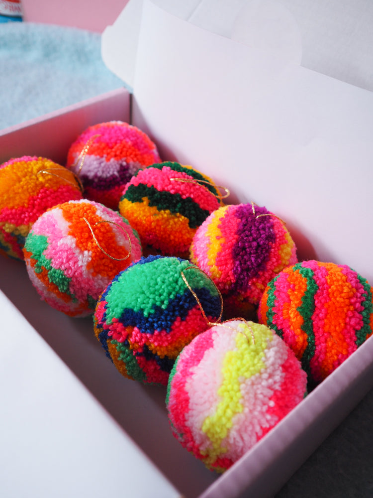 Retro Inspired Pom Pom Bauble Decorations