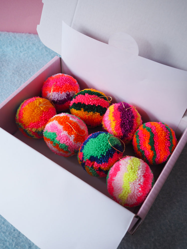 Retro Inspired Pom Pom Bauble Decorations