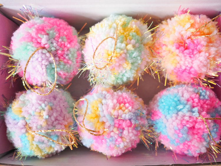 Mini Pastel Tinsel Bauble Decorations