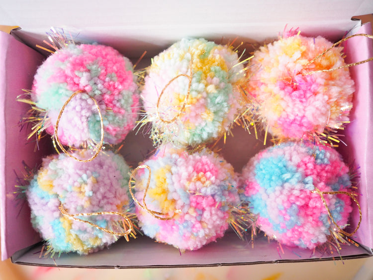 Mini Pastel Tinsel Bauble Decorations