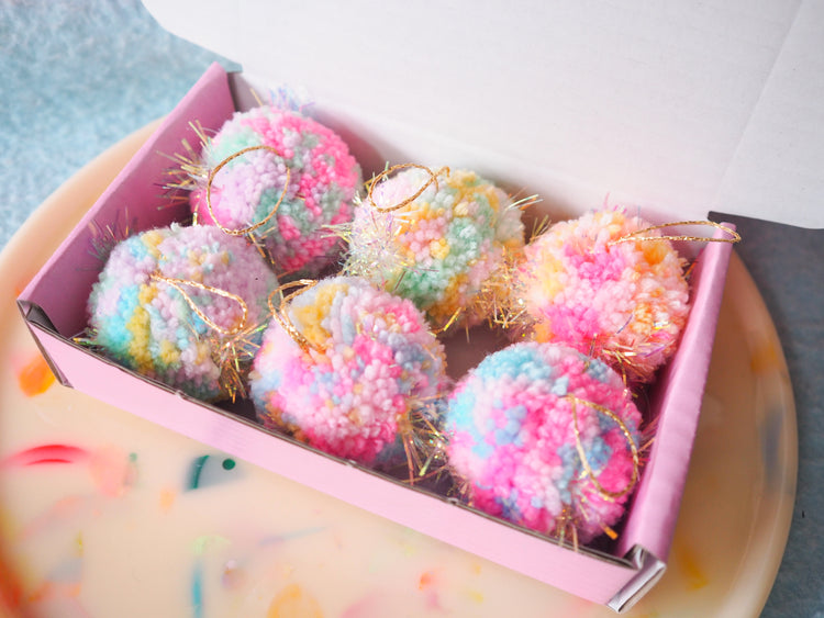 Mini Pastel Tinsel Bauble Decorations