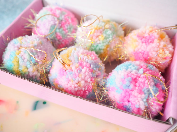 Mini Pastel Tinsel Bauble Decorations