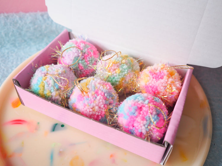 Mini Pastel Tinsel Bauble Decorations