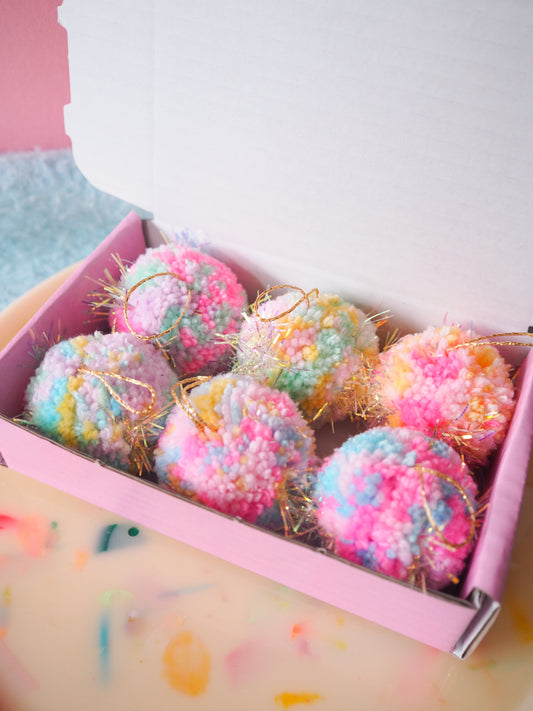 Mini Pastel Tinsel Bauble Decorations