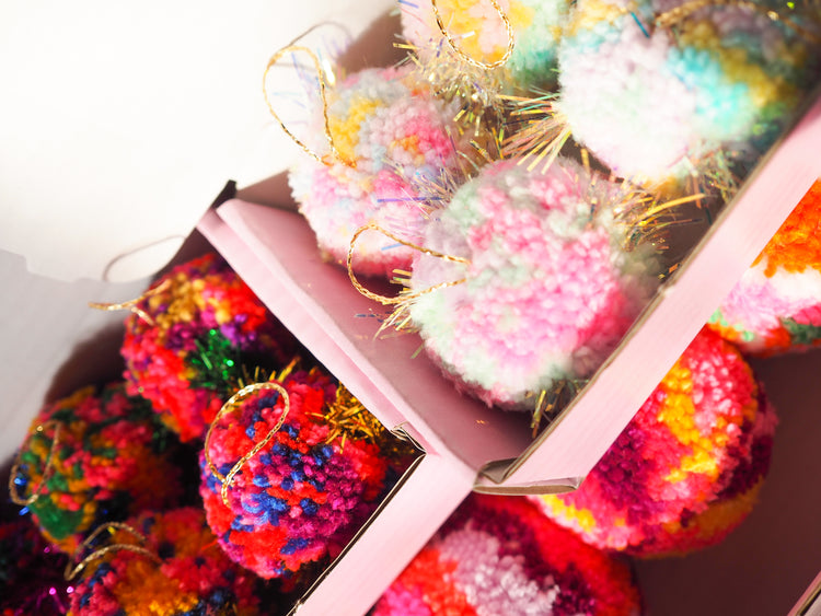 Mini Pastel Tinsel Bauble Decorations