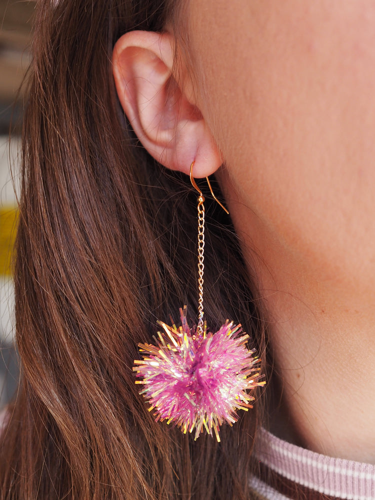 Mini Lilac Tinsel Earrings