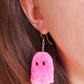 Candy Pink Halloween Ghost Pom Pom Earrings