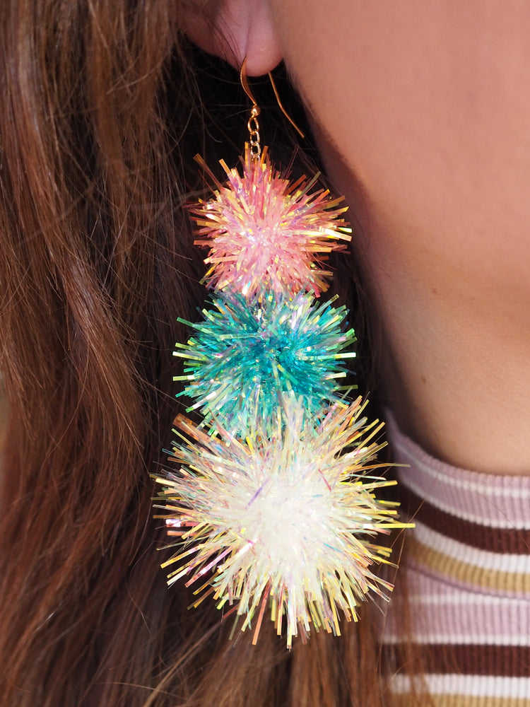 Layered Tinsel Statement Earrings