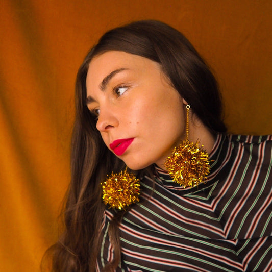 Gold Christmas tinsel earrings