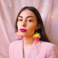 Pink & Yellow mini tinsel earrings