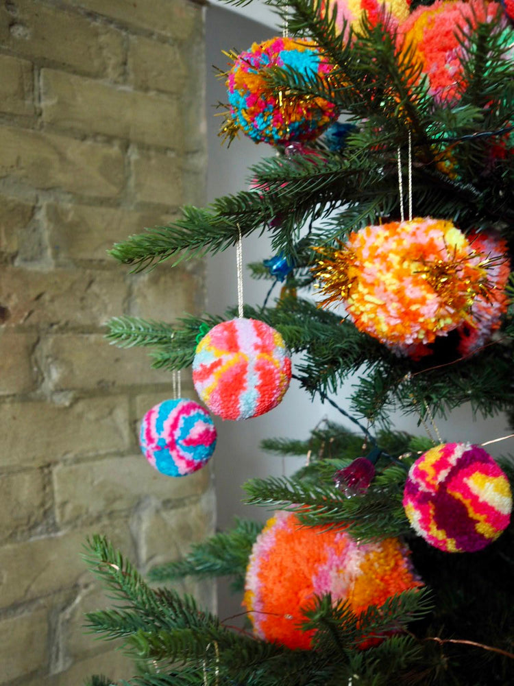 Handmade Tinsel Pom Pom Bauble Decoration - Christmas - 7 Designs