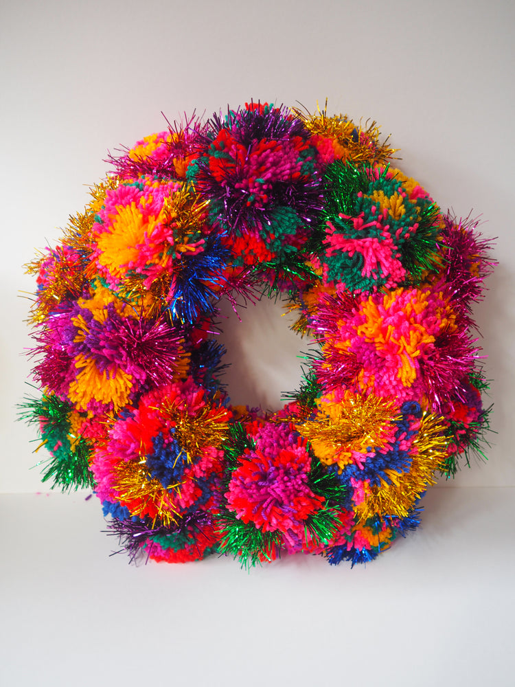 XL Tinsel Pom Pom Wreath Kit - Colour choices