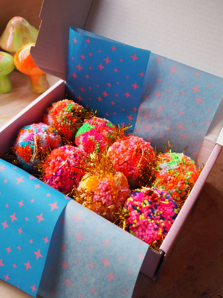 Rainbow Tinsel Bauble Decorations