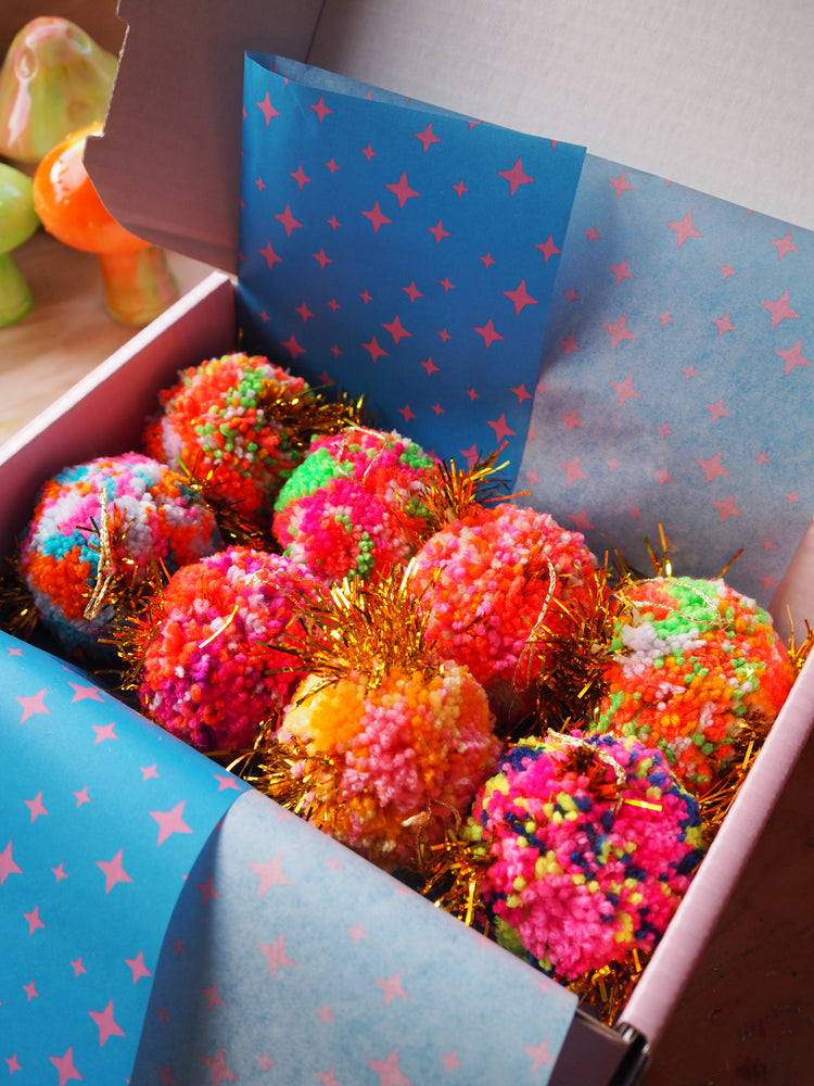 Rainbow Tinsel Bauble Decorations