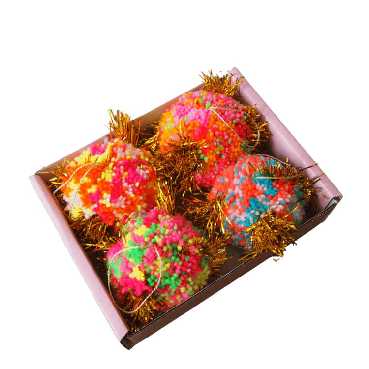 Rainbow Tinsel Bauble Decorations