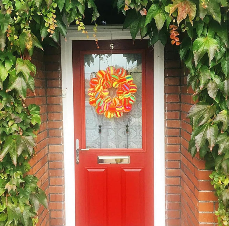 Handmade Rainbow Pom Pom Wreath