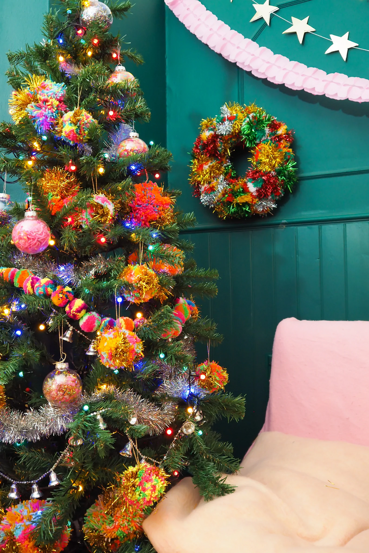 Rainbow Tinsel Bauble Decorations