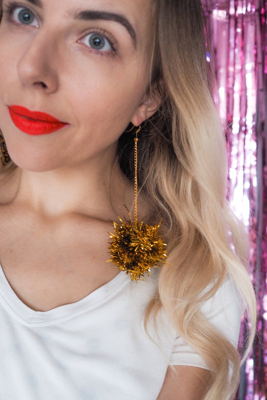 Gold Tinsel Earrings