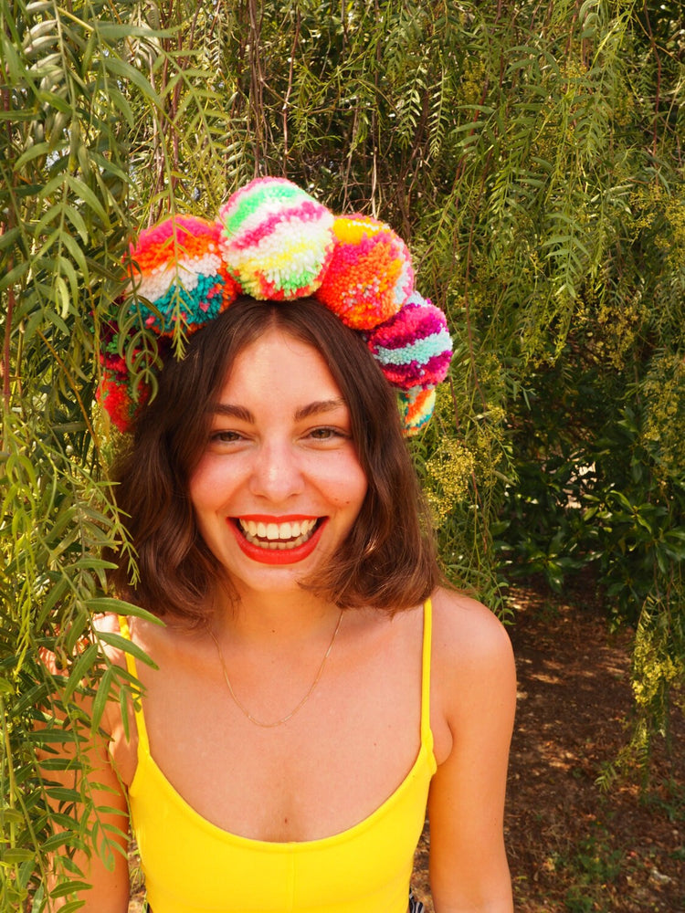 Pom Pom Rainbow Crown