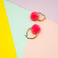 Candy Pink Pom Pom Tiny Hoop Earrings