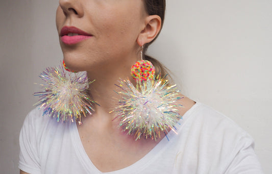 Iridescent Confetti Statement Earrings