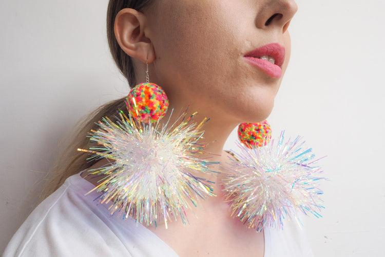 Iridescent Confetti Statement Earrings