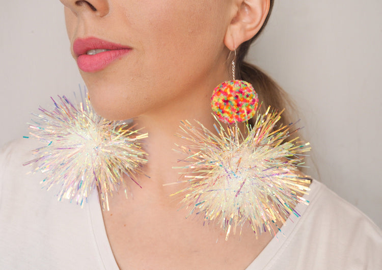 Iridescent Confetti Statement Earrings