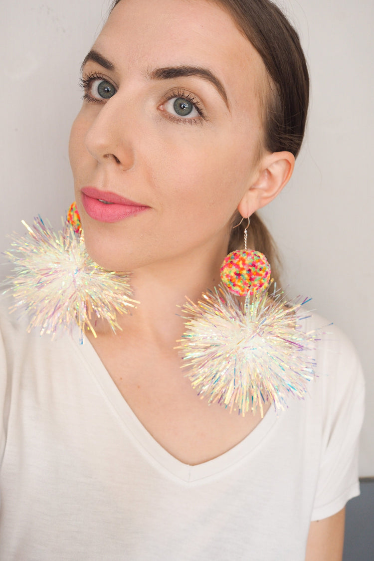 Iridescent Confetti Statement Earrings