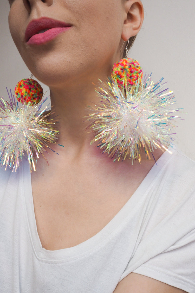 Iridescent Confetti Statement Earrings