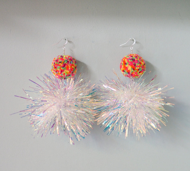 Iridescent Confetti Statement Earrings