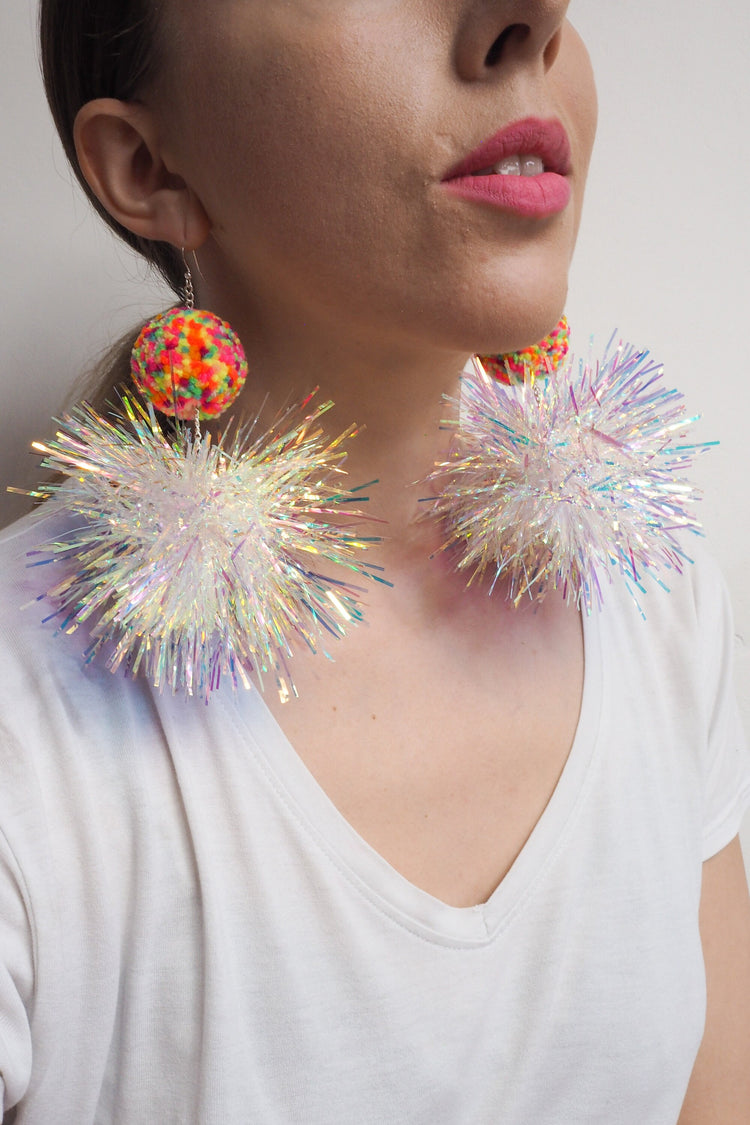 Iridescent Confetti Statement Earrings