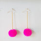 Bright Pink Pom Pom Earrings