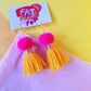 Pink & Sunflower Yellow Pom Pom Tassel Earrings