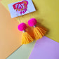 Pink & Sunflower Yellow Pom Pom Tassel Earrings