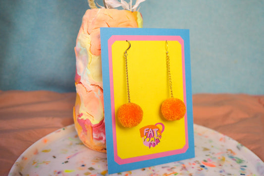 Sunflower Yellow Pom Pom Earrings