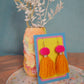 Pink & Sunflower Yellow Pom Pom Tassel Earrings