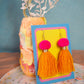 Pink & Sunflower Yellow Pom Pom Tassel Earrings