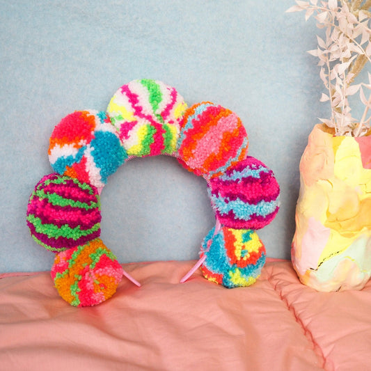 Pom Pom Rainbow Crown