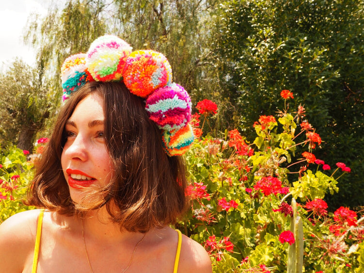 Pom Pom Rainbow Crown