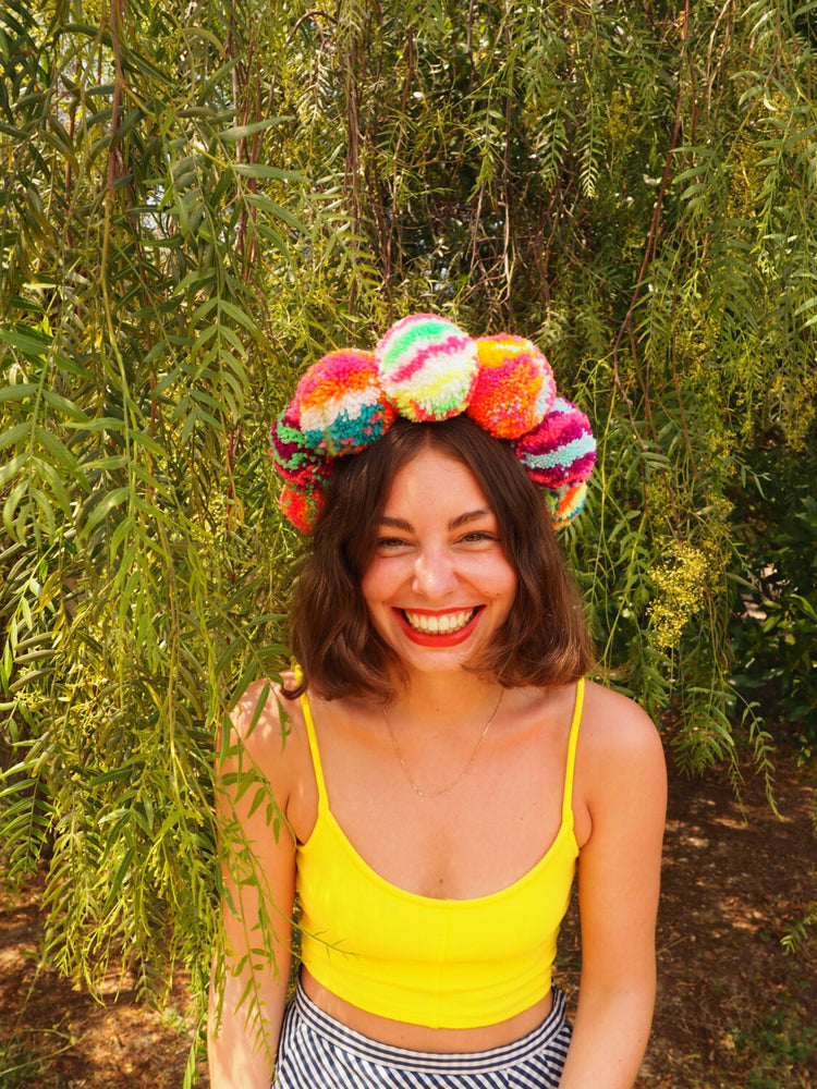 Pom Pom Rainbow Crown